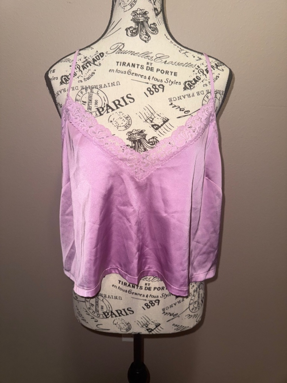 Colsie Pink Satin Lace Cami Tank Top Y2K Coquette Lingerie‎ Sleepwear XL